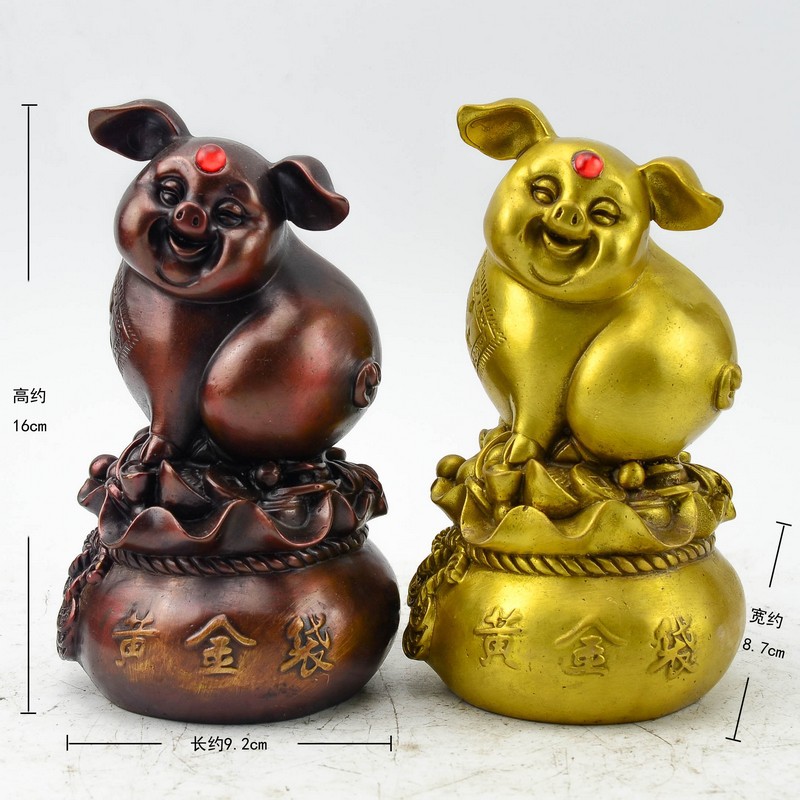 批發(fā)精工純銅特價(jià)黃金袋豬 生肖福豬，為仿古家具與空間增輝的工藝品擺設(shè)